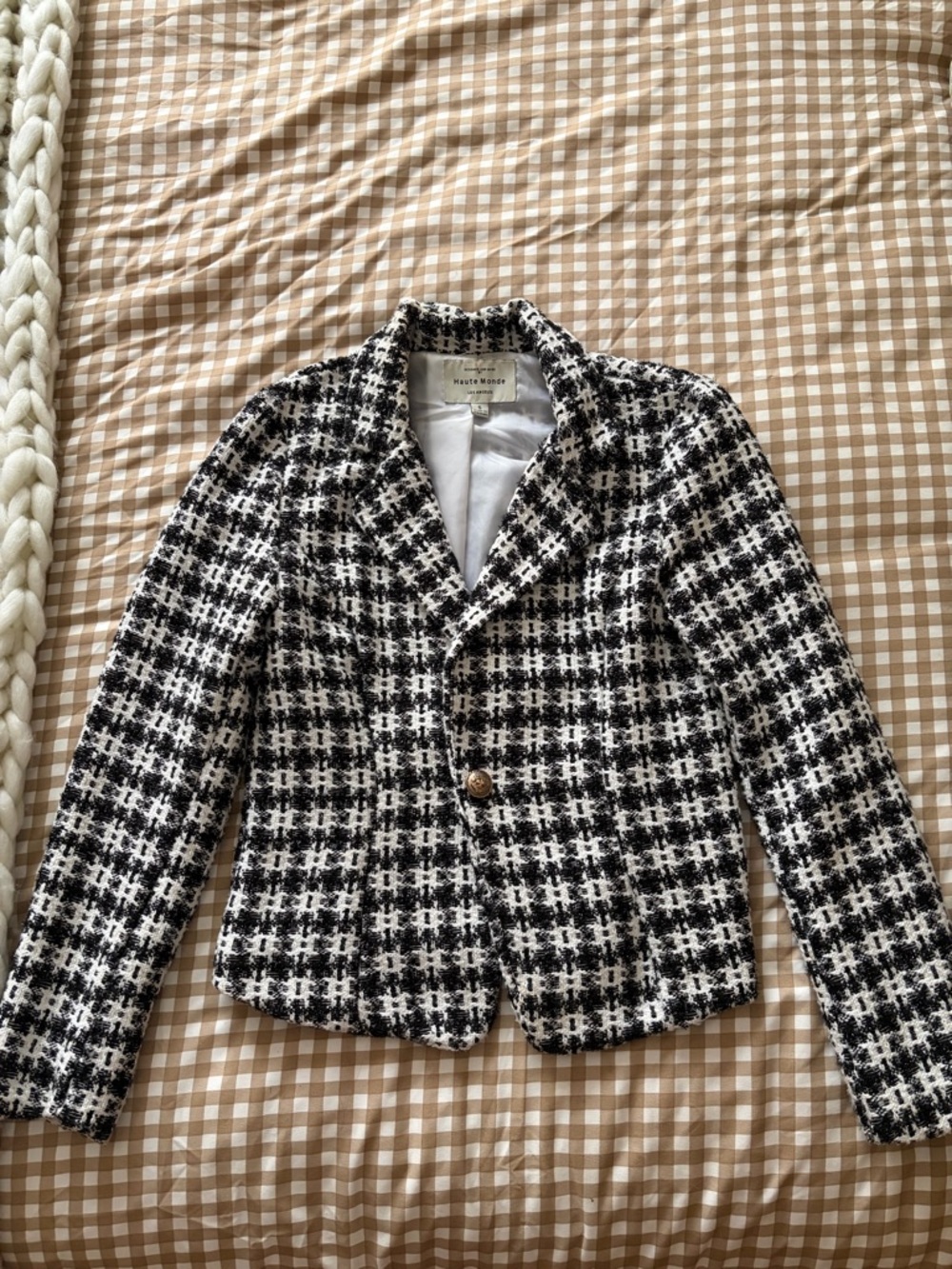 Black & White Tweed Women's Blazer Jacket